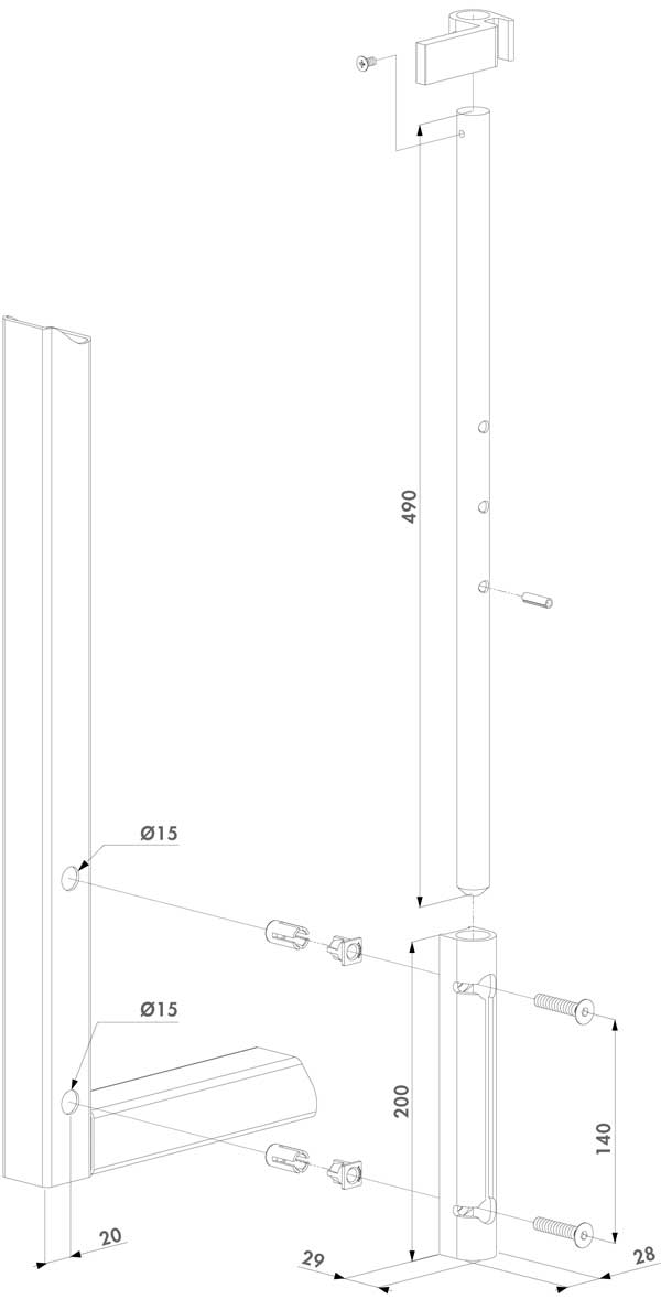 Plan de la béquille pour portail Fortinet, Zenturo ou Bekafor