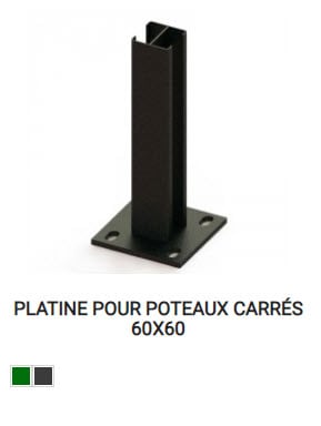 Platine pour poteaux carrés de cloture