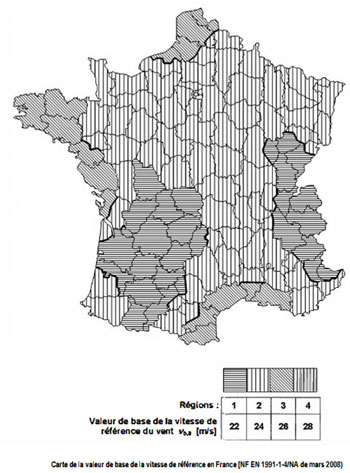 Carte des vents en France